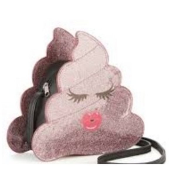 No Boundaries  Poop Emogi Glitter Sparkle Kiss Purse - Picture 3 of 6
